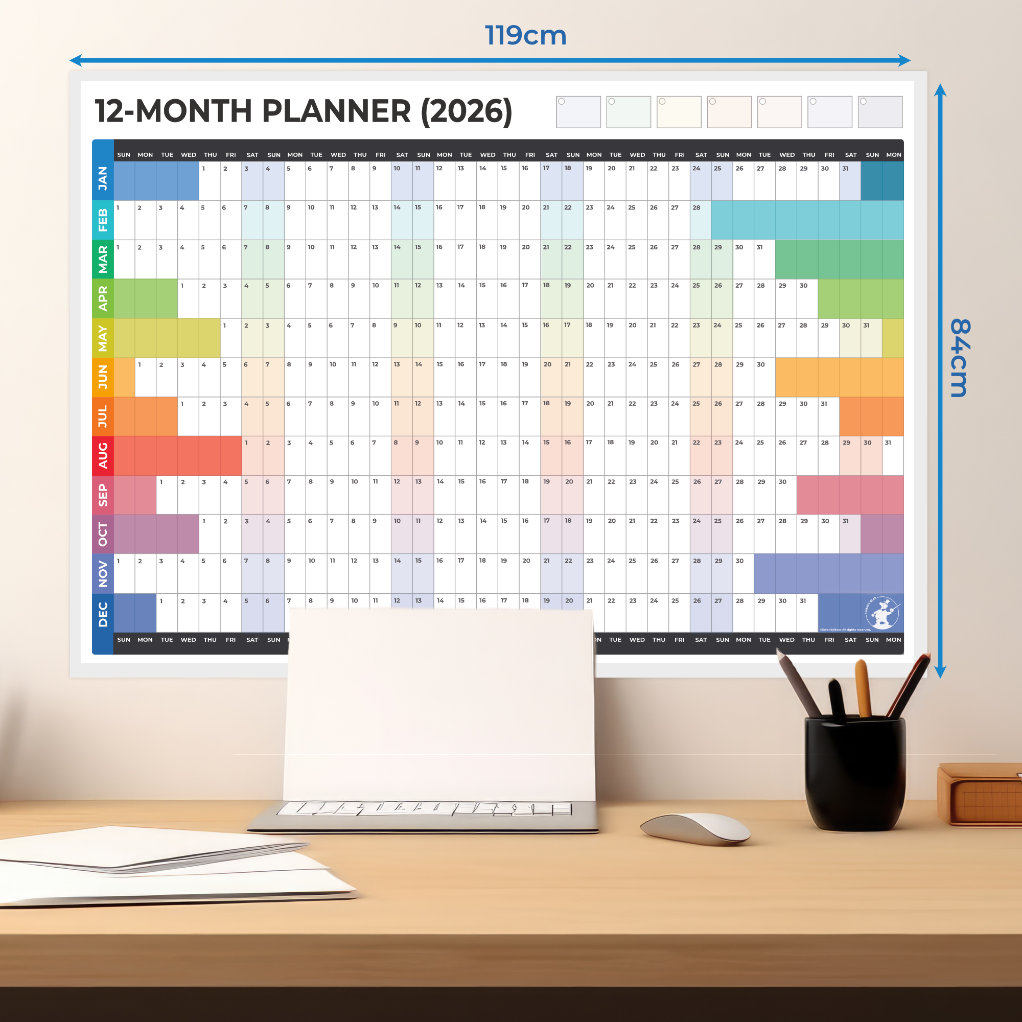 2026 dated A0 large wall planner in bright colours in your office 2026 dated A0 large wall planner in bright colours in your office