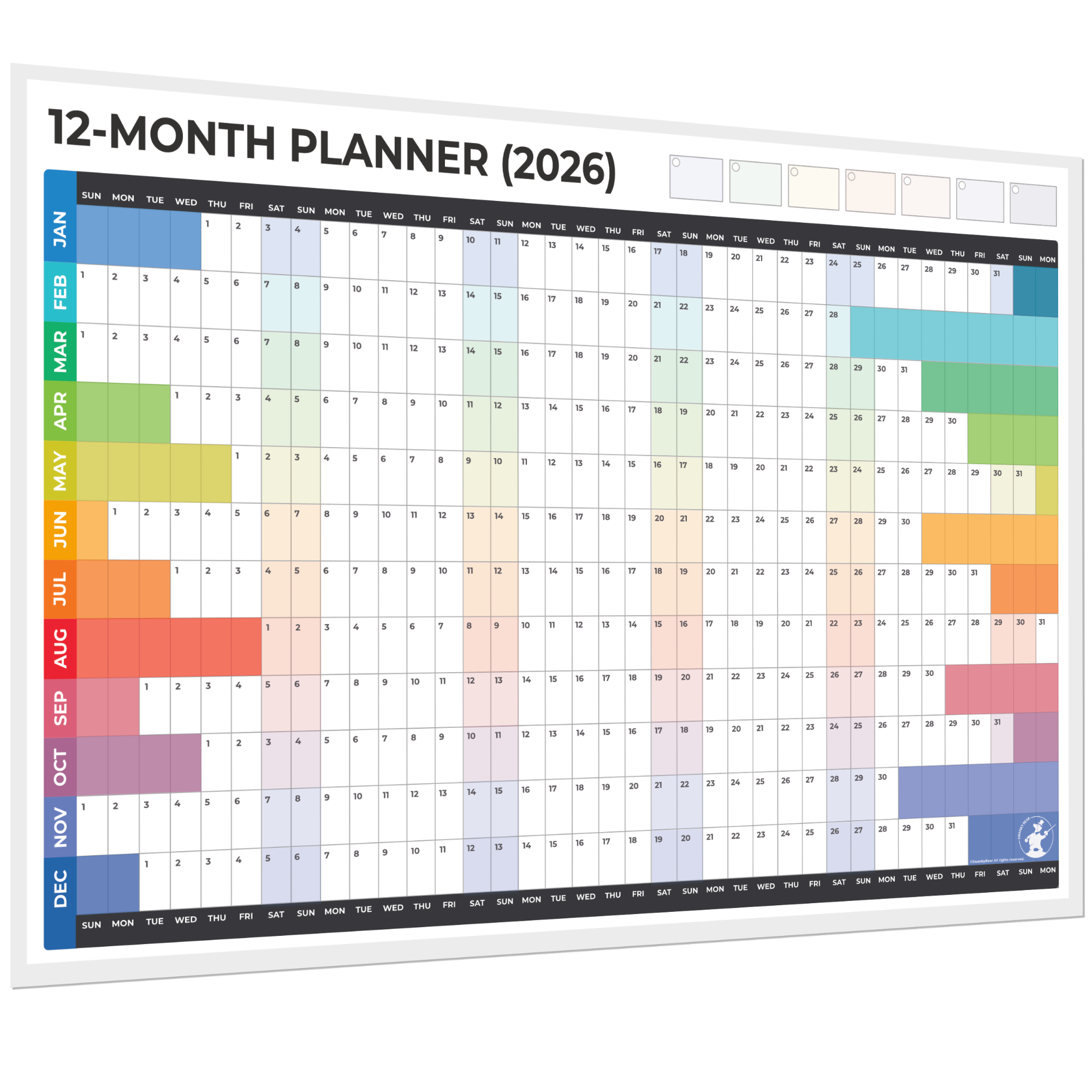 2026 dated A0 large wall planner in bright colours 2026 dated A0 large wall planner in bright colours